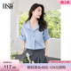 新款 女2025年夏季 宽松显瘦气质衬衣上衣 衬衫 OSA欧莎知性翻领短袖