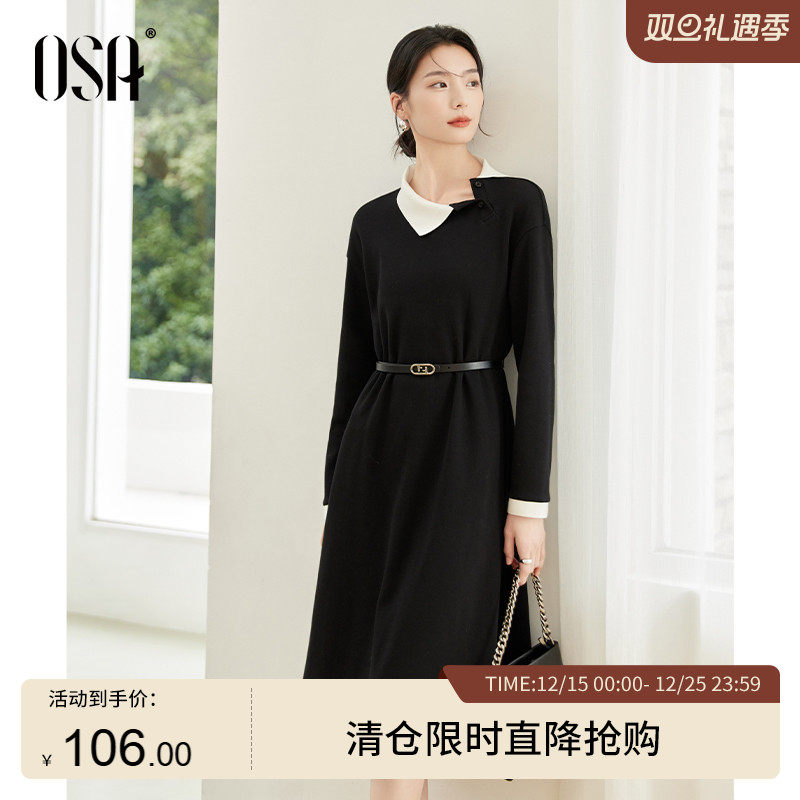 OSA欧莎赫本风黑色连衣裙