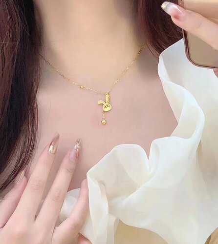 本命年足金99924k金项链兔子