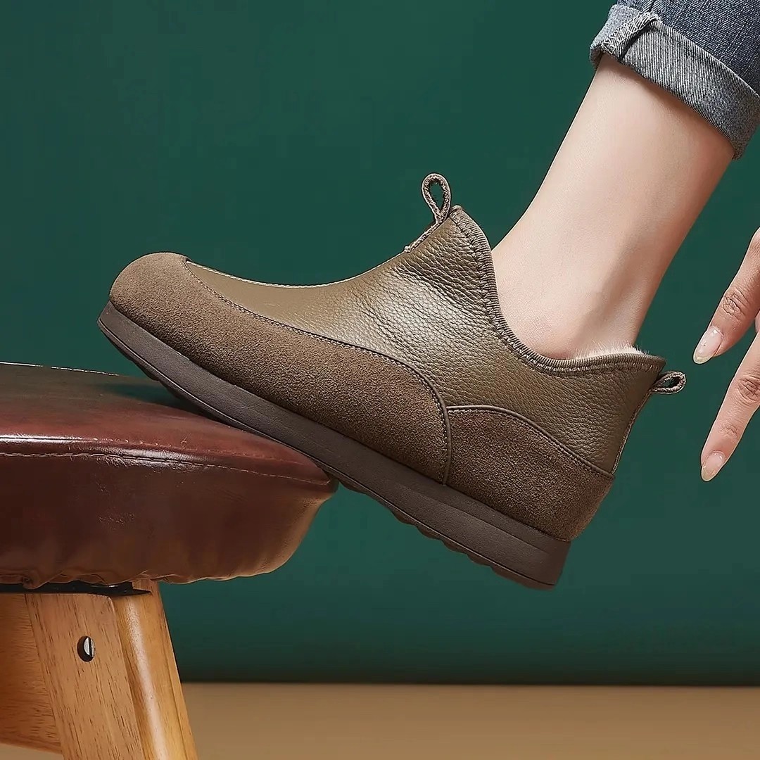 真皮软底雪地靴女冬保暖加绒棉鞋