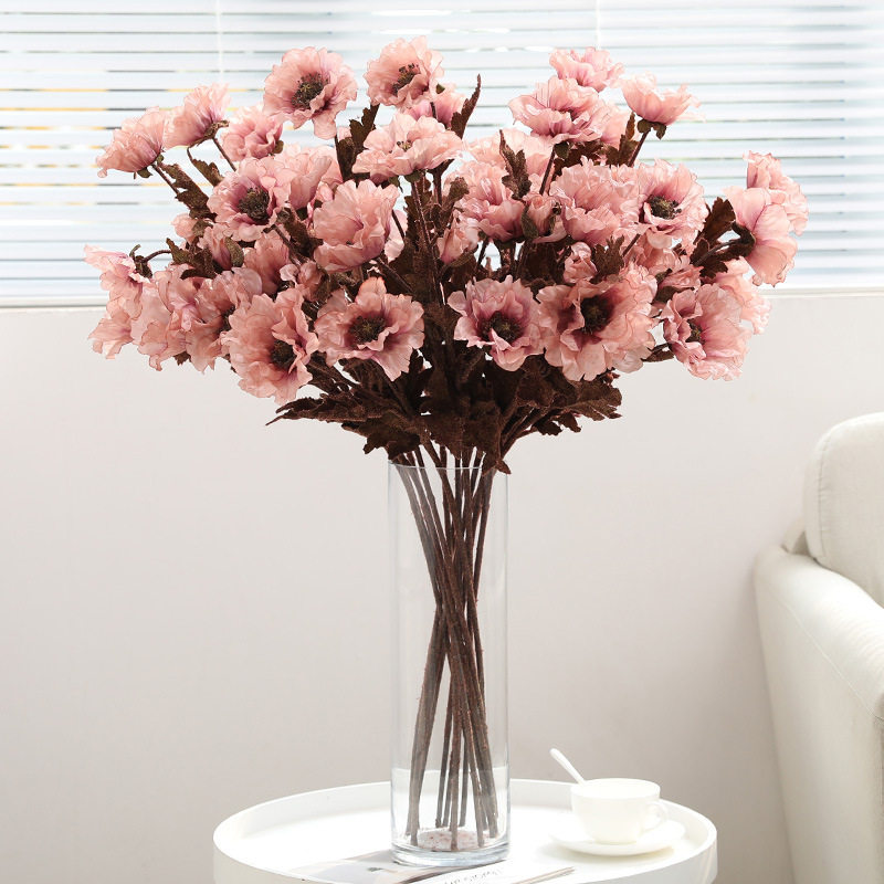 兰桂坊仿真花大罂粟花虞美人婚庆装饰假花墙家居仿真盆栽摆件花束