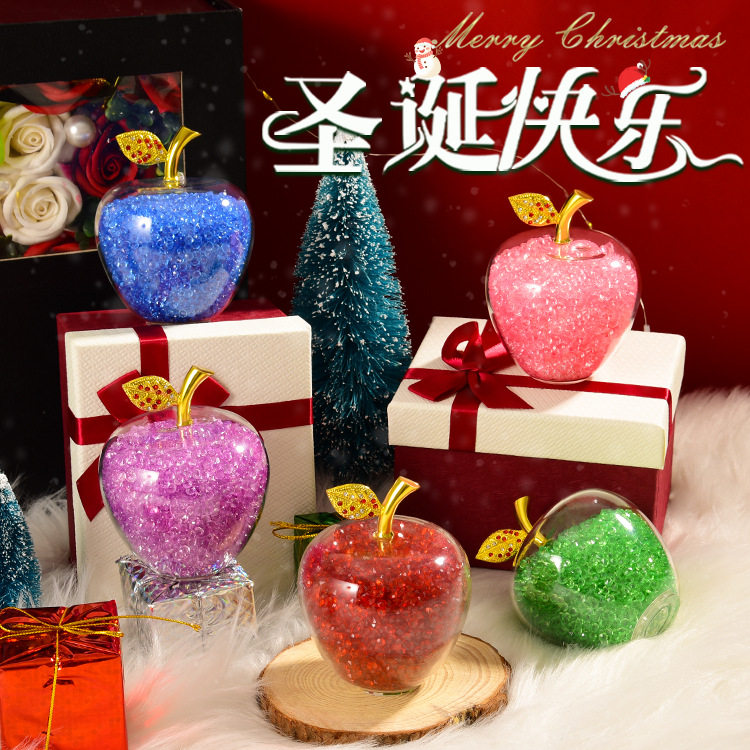 创意水晶苹果圣诞装饰品情人节平安果圣诞节礼物轻奢礼品摆件