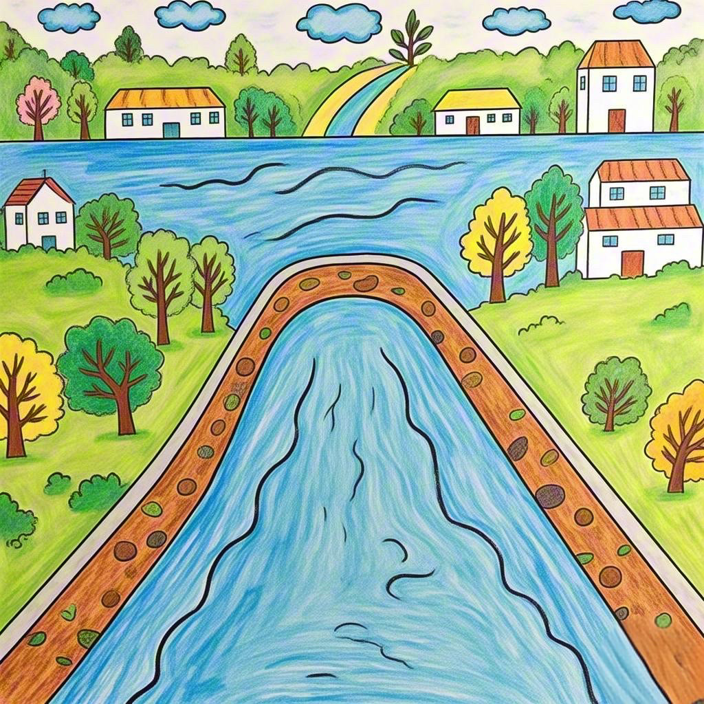 关于大运河我的家乡手抄报模板小学生校园简笔画黑白线稿可打印