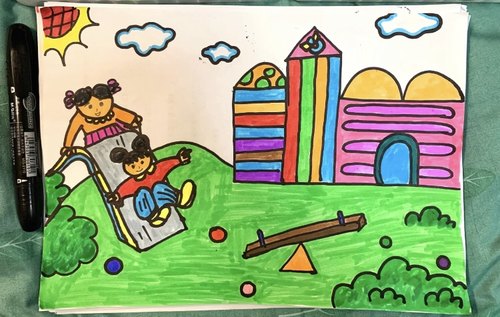 2026新款我的幼儿园主题绘画模板童年儿童画手抄报电小学生电子简