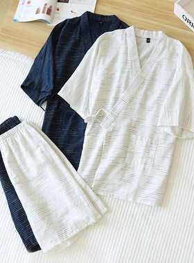 夏季纯棉条纹短裤休闲大码家居服