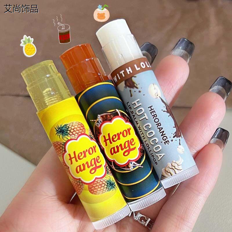 herorange~百味棒棒糖润唇膏热可可唇膜滋润保湿补水淡化唇纹男女