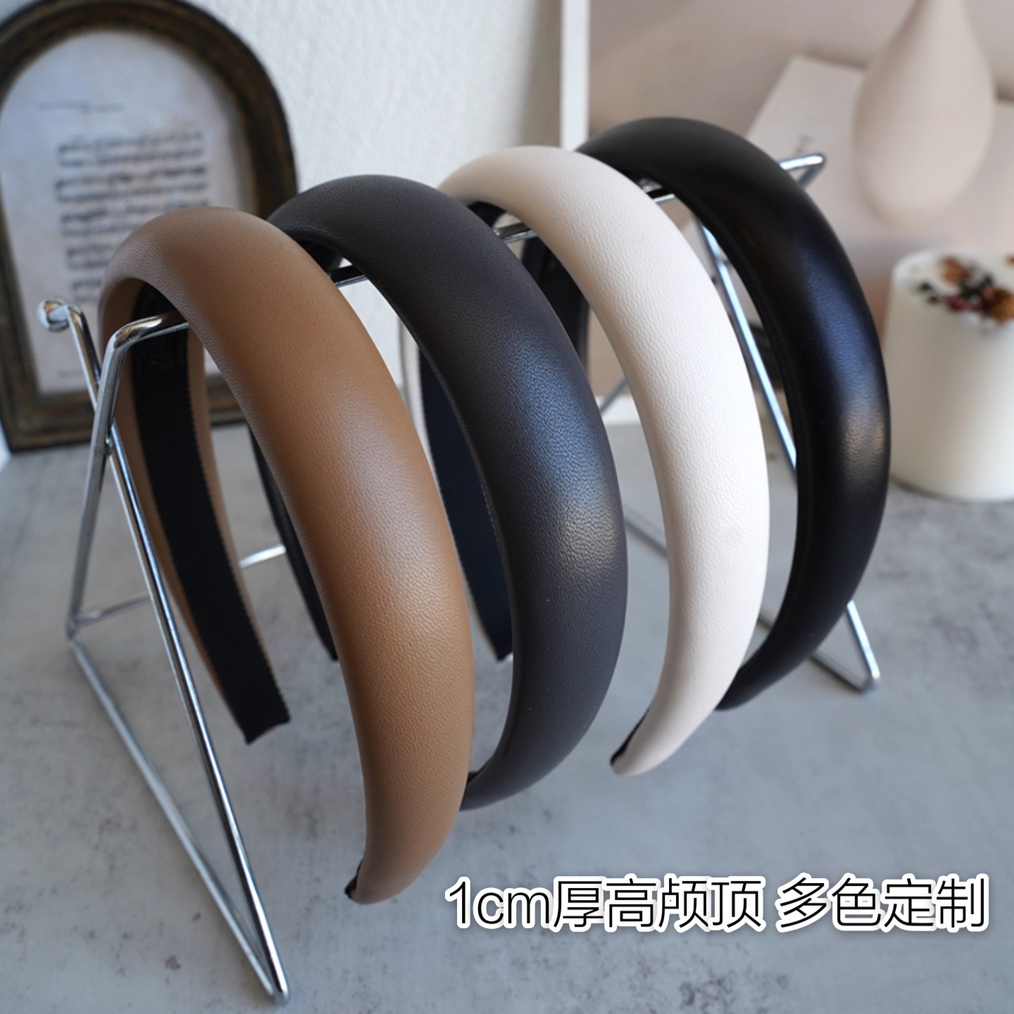 3cm高颅顶真皮发箍高级感气质小羊皮显脸小皮质发箍优雅防滑发卡