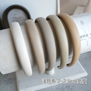 2025手工奶油真皮彩色发箍韩版 羊皮2CM宽边INS发箍简约头箍高级感