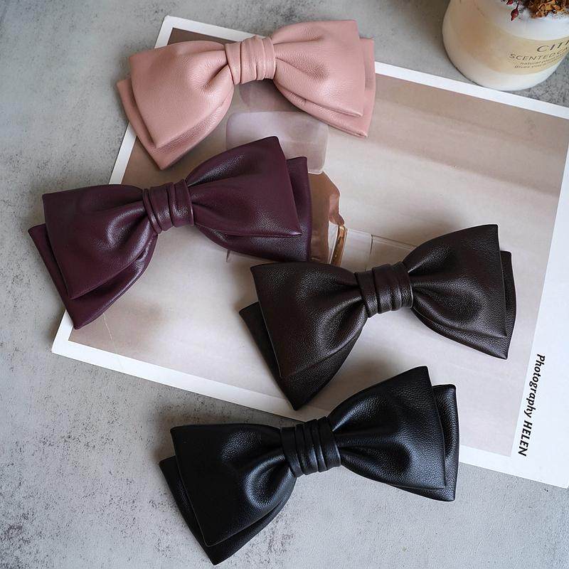 手工定制真皮大蝴蝶结发夹羊皮韩式马尾夹高级感发饰公主头弹簧夹,饰品/流行首饰/时尚饰品新,发饰,淘宝优惠券,粉丝福利购,淘宝优惠卷