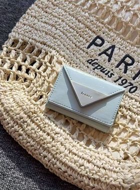 韩国 Fennec牛皮按扣三折叠钱包轻奢小巧流行时尚证件包卡包男女