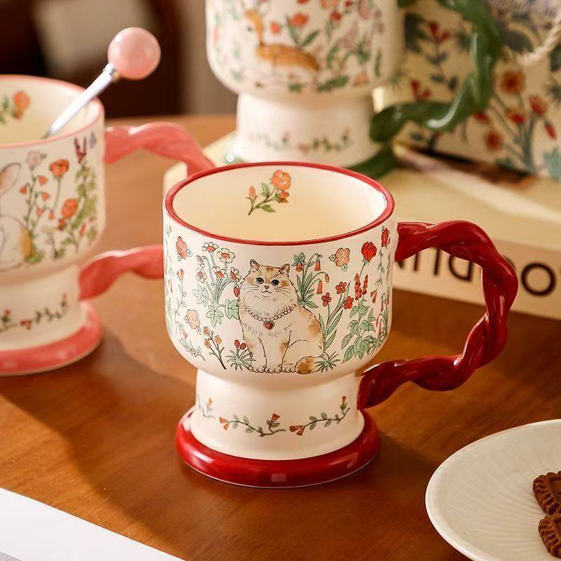 田园风高颜值陶瓷马克杯办公室水杯女上班族生日礼物礼品咖啡杯,餐饮具,马克杯,淘宝优惠券,粉丝福利购,淘宝优惠卷