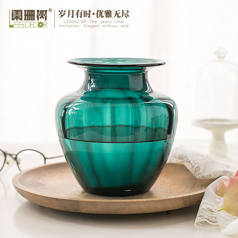 阑珊树松石浮雕玻璃复古风插花瓶