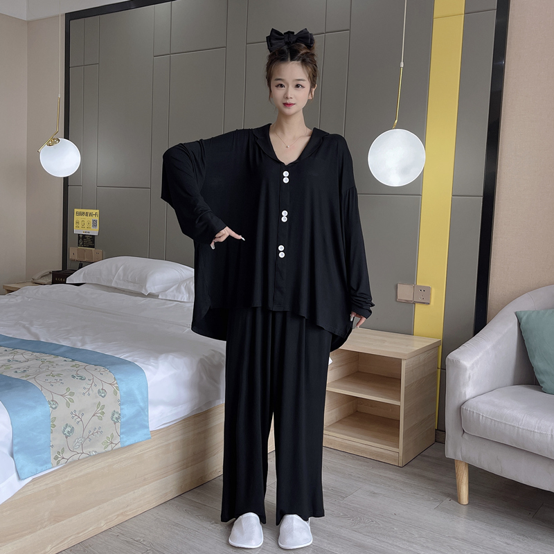 女莫代尔时尚大码睡衣套装春秋