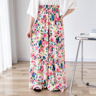 2025新款女夏季大码棉绸睡裤外穿阔腿裤人造棉家居长裤子加肥加大