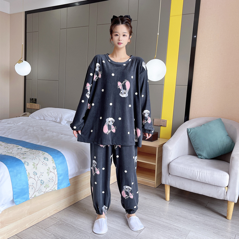 棉仔绒可爱兔子大码睡衣套装冬季