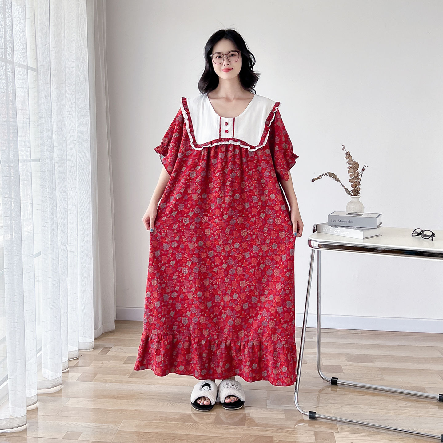 公主风甜美纯棉纱布大码睡裙女夏