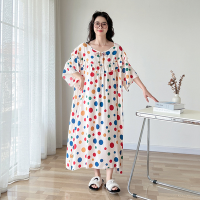 甜美棉绸防凸点大码睡裙女夏季