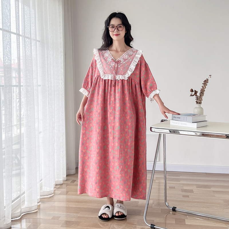 纯棉纱布公主风大码睡裙女夏季