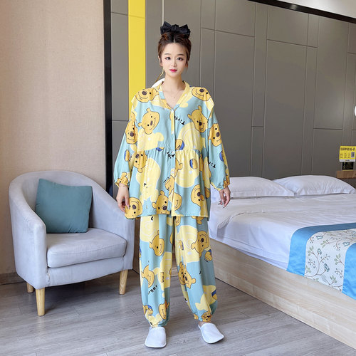 女棉绸卡通熊大码月子服200斤