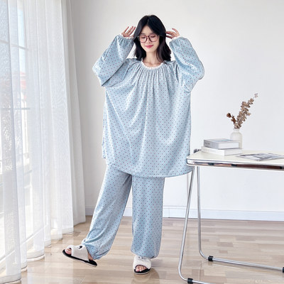 秋冬季甜美花边加绒大码睡衣女
