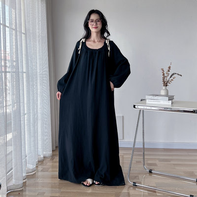 带胸垫日系加长大码睡裙女春秋