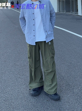 ADIDAS阿迪达斯三叶草男运动休闲工装风直筒伞裤可束口长裤IY9496