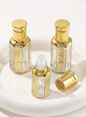 Z010B-3ML电镀精油八角滚珠瓶空瓶香水走珠瓶按摩涂抹小样玻璃瓶