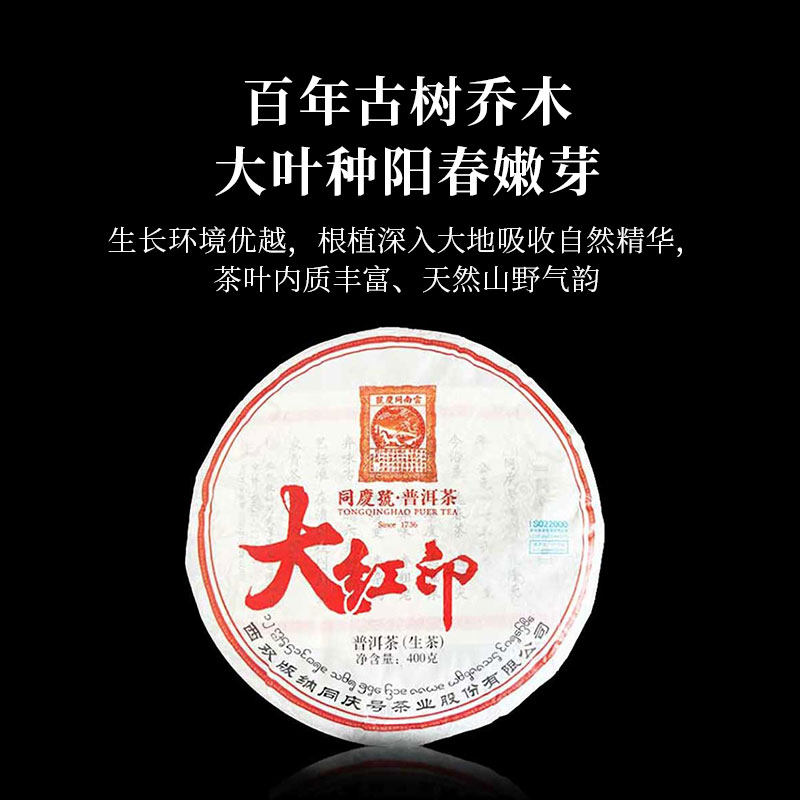 同庆号 大红印400g生茶云南百年古树茶一芽两叶阳春嫩尖清醇回甘