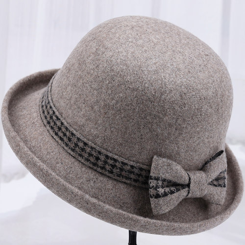 礼帽逛街休闲女秋冬卷边羊毛呢帽
