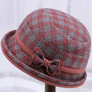 秋冬天中老年人妈妈帽子女加厚保暖毛呢盆帽奶奶布帽老太太渔夫帽