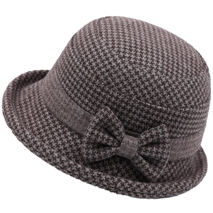 中老年人帽子女秋冬季妈妈毛呢盆帽加厚奶奶礼帽春秋洋气渔夫布帽