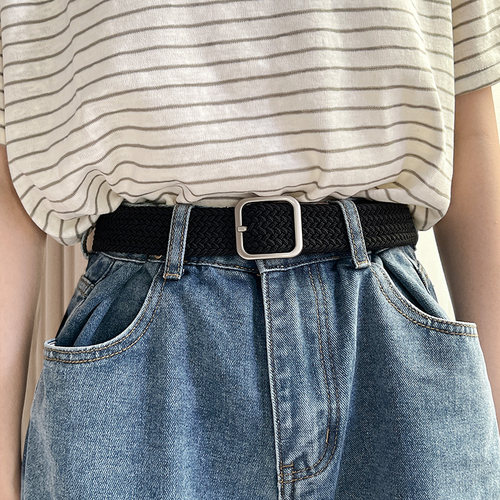 免打孔松紧编织懒人腰带男女通用