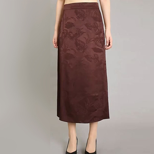 杭州品牌真絲提花半身裙女桑蠶絲中長(zhǎng)款 新 夏裝 裙子中老年媽媽時(shí)尚