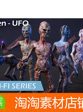 Unity3d Alien - UFO 1.1 科幻外星人角色模型