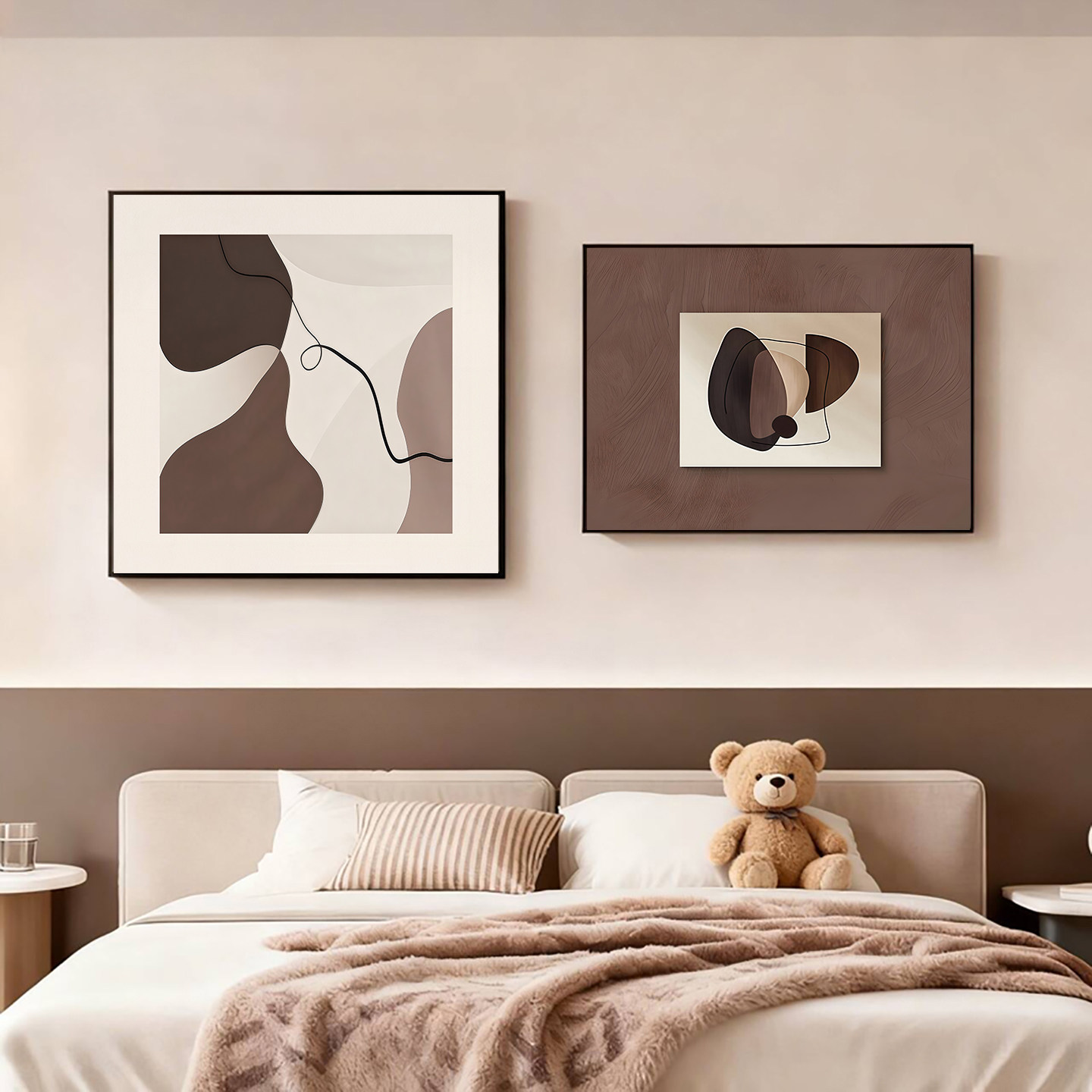 简约现代卧室床头装饰画黑白高级感主卧房间挂画餐厅抽象几何壁画