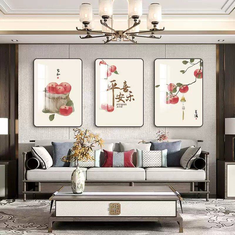 新中式客厅装饰画现代简约高级感壁画沙发背景墙挂画寓意好三联画