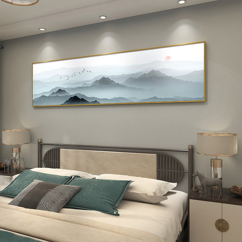 主卧室床头装饰画新中式水墨禅意客厅挂画酒店客房壁画山水风景画