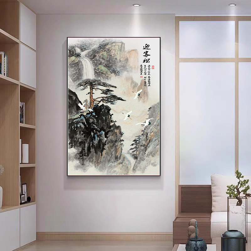 新中式客厅沙发墙装饰画玄关挂画禅意山水画办公室茶室水墨画壁画