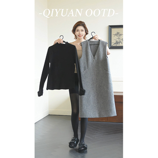 T恤2025秋冬宽松显瘦遮肉保暖打底衫 柒院家大码 女半高领圆领长袖