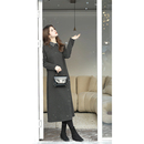 柒院家微胖大码 撞色翻领弹力连衣裙2025冬宽松遮肉显瘦中长裙 女装