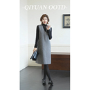 宽松遮肉马甲裙 设计感半拉链背心连衣裙2025秋冬款 柒院家大码 女装