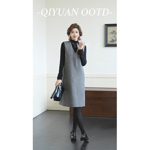 宽松遮肉马甲裙 设计感半拉链背心连衣裙2025秋冬款 柒院家大码 女装