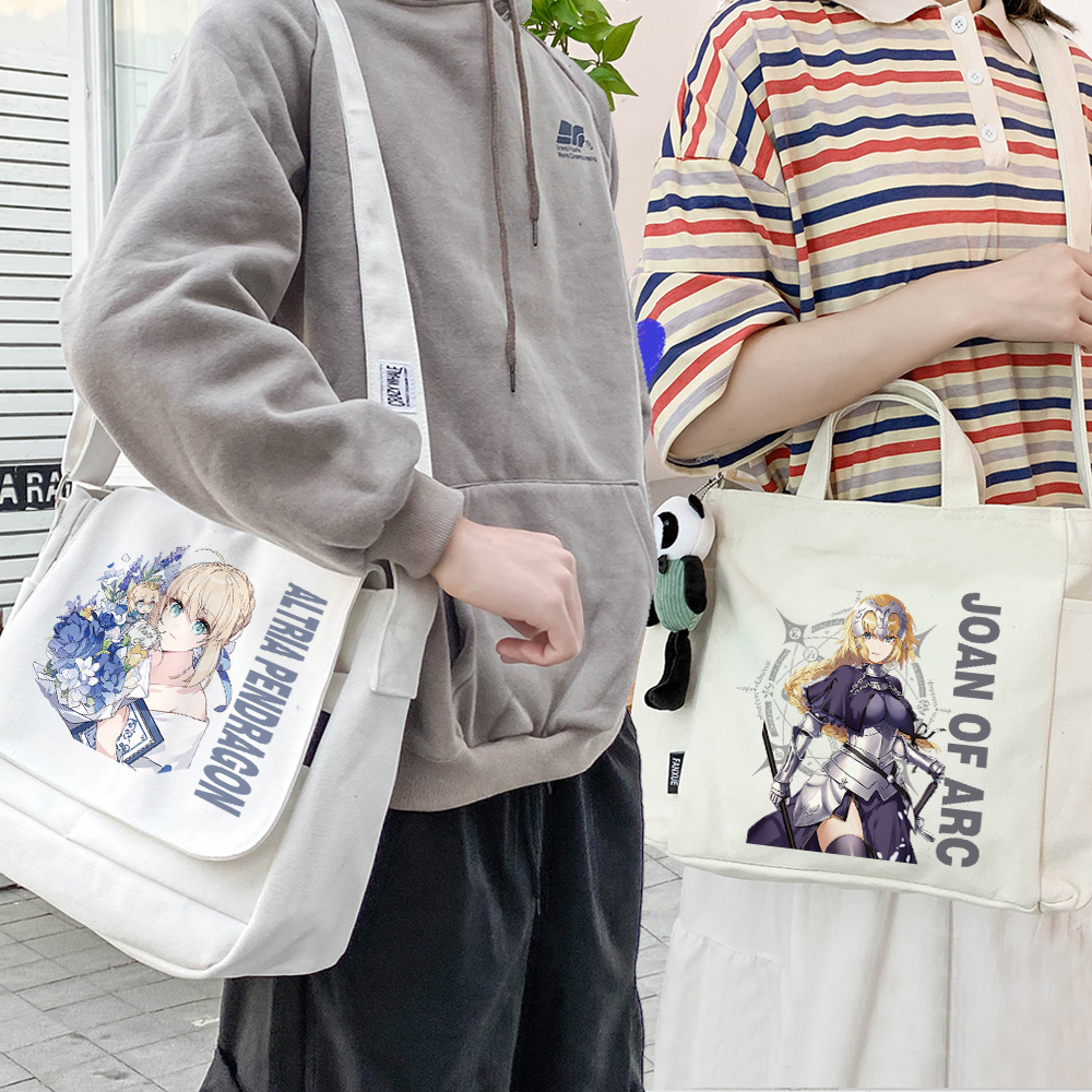 漫能fate斜挎包男女帆布包saber贞德日本动漫周边礼物单肩背包