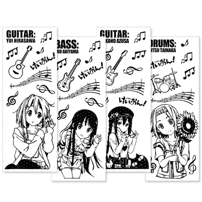 漫能轻音少女秋山澪琴中野梓平泽唯海报防水车贴纸墙贴行李箱贴纸