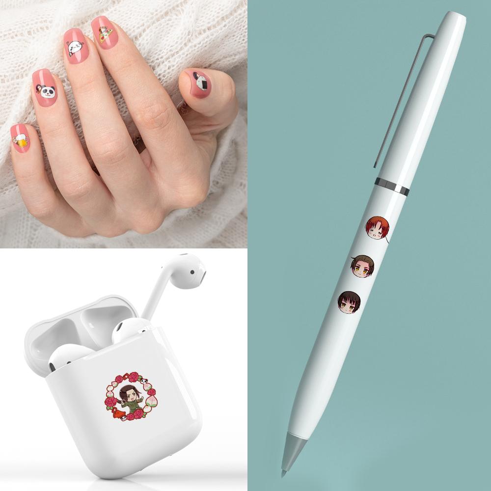 漫能黑塔利亚可爱卡通diy贴纸个性彩色装饰指甲贴耳机贴键盘贴图