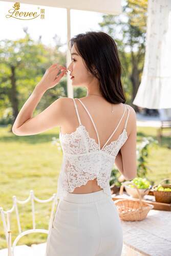 丽维吊带内衣一体文胸LD0032内搭蕾丝蝴蝶美背打底吊带背心