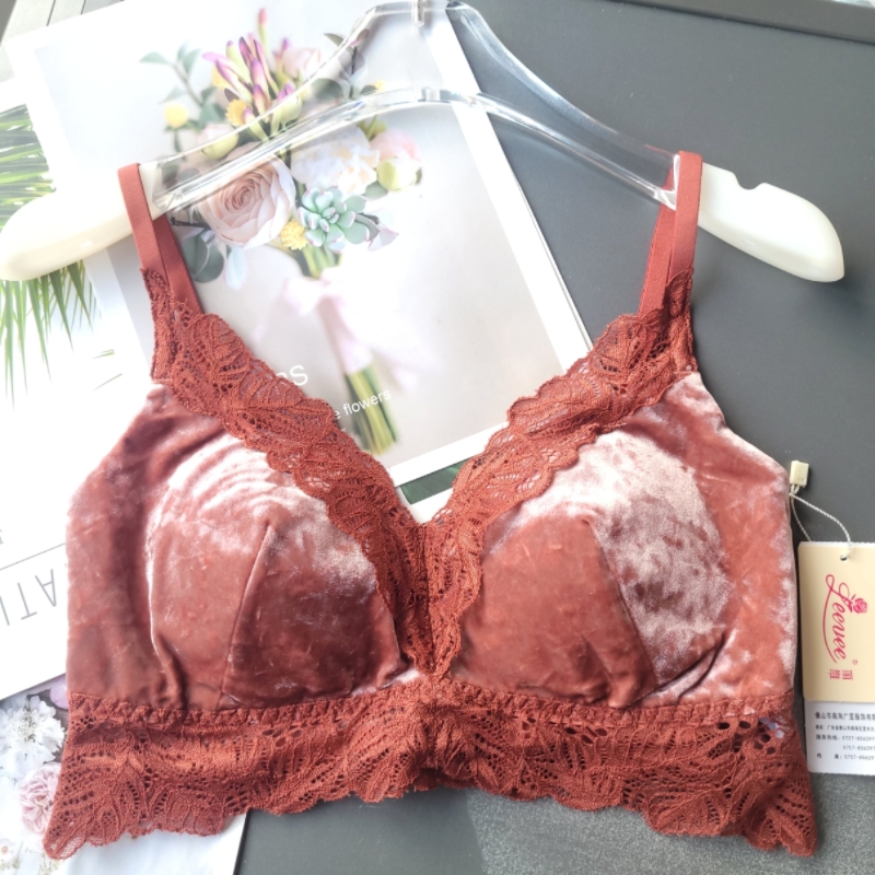 丽维正品M1030丝绒蕾丝拼接无钢圈记忆杯棉拆片胸垫文胸美背内衣