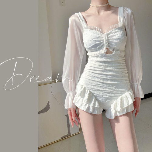 蜜Dream女长袖聚拢遮肚泳衣