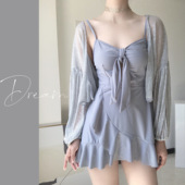 学生少女泳装 防晒罩衫 保守连体长袖 蜜Dream泳衣女泡温泉2026新款