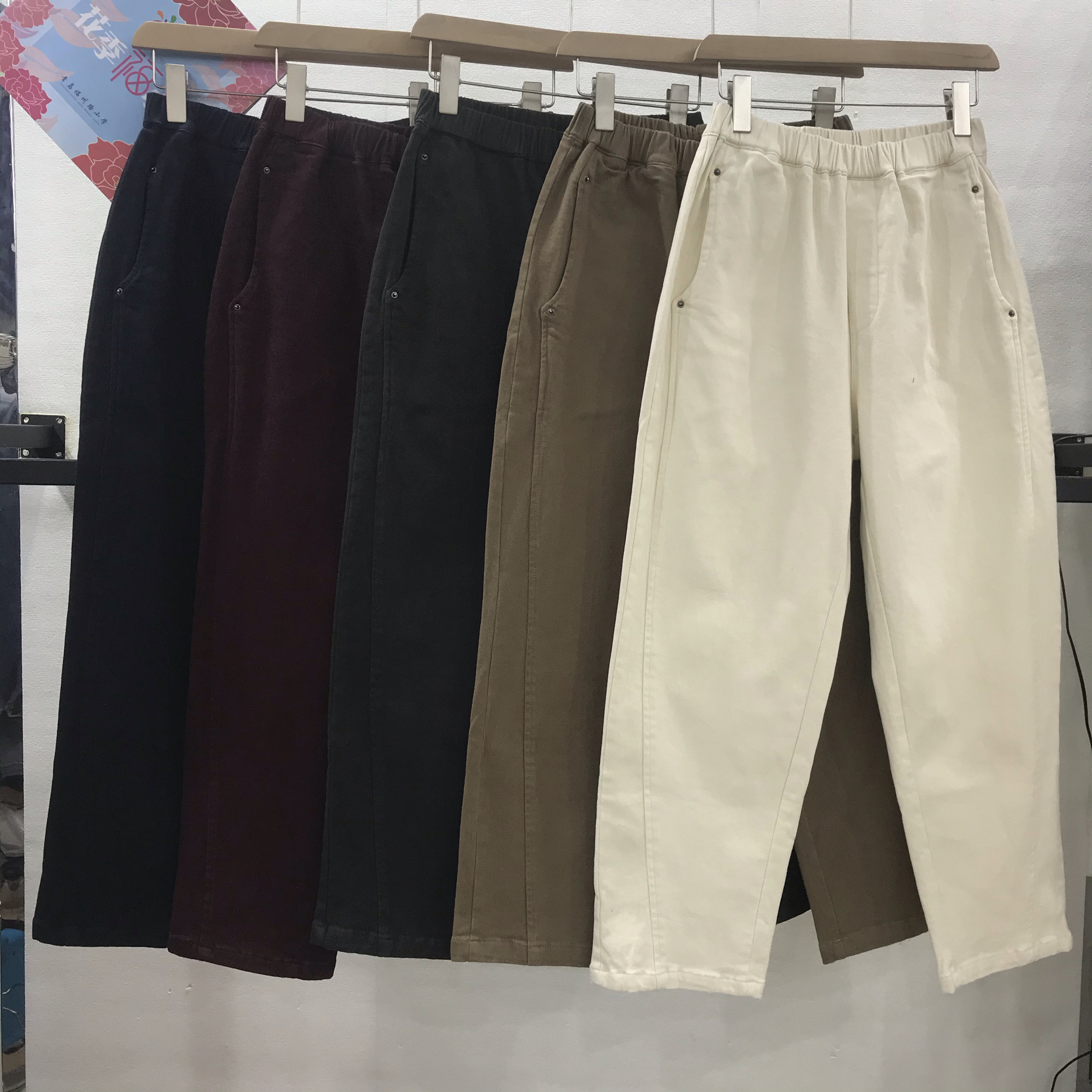 秋冬阿布9169高腰弹力加薄绒纯棉哈伦女裤全松紧腰休闲日韩宽松